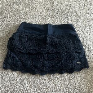 Hollister Navy Blue Flower Lace Skirt